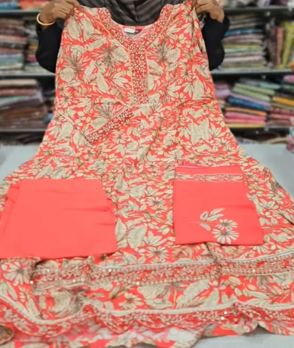 Premium Rayon Anarkali Top Bottom Dupatta Set | TS2041